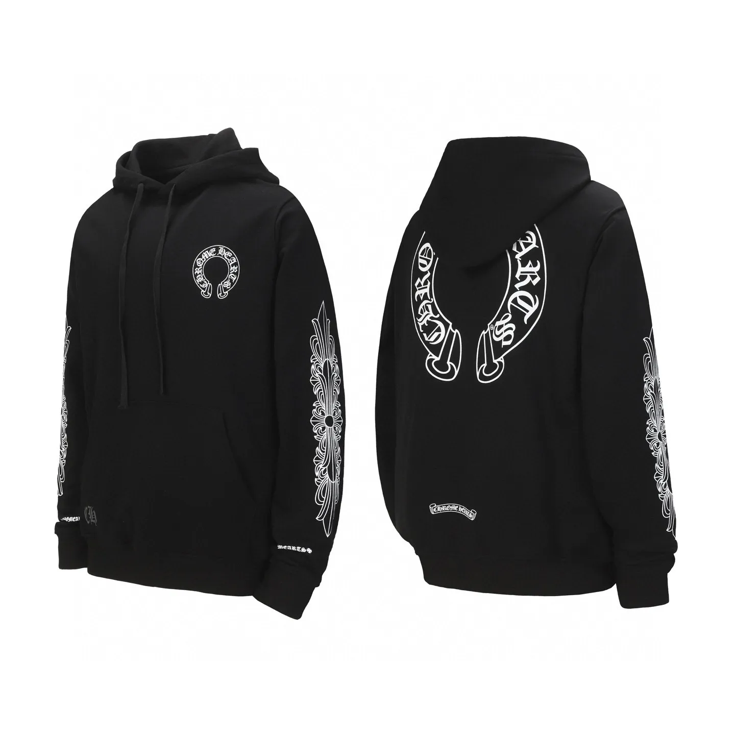 P230 #2120 cross-border model, please do not place an order if you are pursuing quality - Chrome Hearts/Chrome Hearts basic horseshoe Sanskrit printed hooded sweatshirt - High weight, high density and high quality, soft, delicate and skin-friendly wool, soft and silky to the touch, excellent warmth and skin-friendly properties - Customized weaving and dyeing, no color difference, no matter the fabric or workmanship details, beat the ordinary version on the market - Hardware zipper accessories are all customized, full of details -Colour: black White -Size: S M L XL